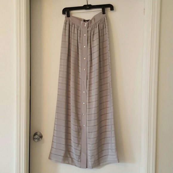 Gray stripe silk maxi skirt  NWOT - Picture 1 of 2